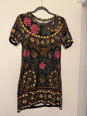FARM Rio Black Mini Dress with Pink & Green Floral Print